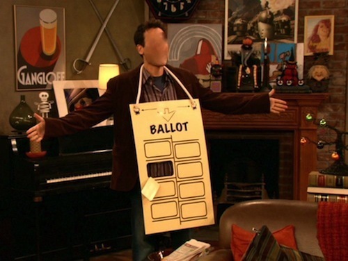 Ted Mosby as a ballot on How I Met Your Mother