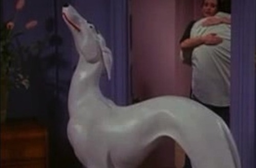 White dog statue in Friends