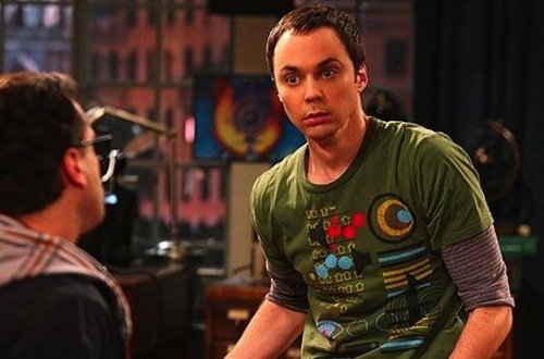 Sheldon looking shocked on The Big Bang Theory