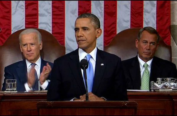 President Barack Obama, Vice President Joe Biden, and Speaker of the House John Boehner at the 2014 State of the Union Address
