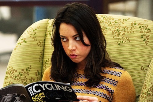 Aubrey Plaza as April on Parks and Recreation